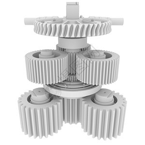 白轴 齿轮和轴承团体商业白色圆圈工业车削机器圆形团队技术图片