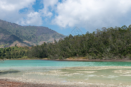 火山多彩湖支撑陨石蓝色天空公园国家旅行反射风景旅游图片