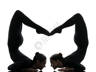 两名女共和派妇女进行体操瑜伽活动运动柔软度演员成年人女士两个人舞蹈家运动员女性杂技图片