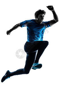 男子跑步跑步跑步 慢跑者喊着圆光影短跑赛跑者成年人训练阴影竞争白色男人男性运动员图片