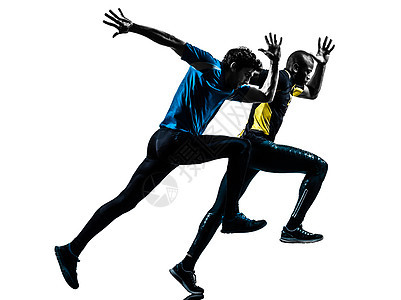 2名男子赛跑跑跑步短跑者 脚影图片