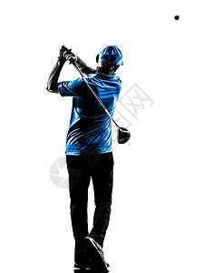 男子高尔夫球手打高尔夫球高尔夫挥杆剪影玩家成年人男性运动白色男人阴影图片