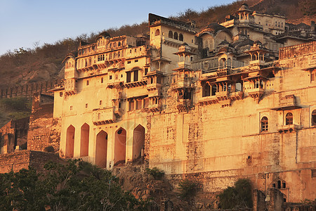 印度日出本迪宫爬坡纪念碑旅行建筑砂岩星星池塘建筑学反射景观图片