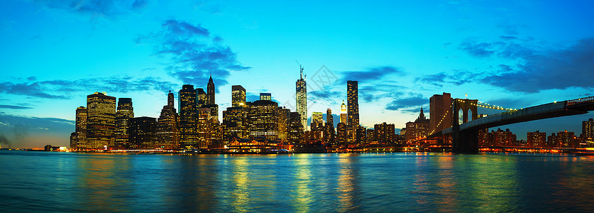 日落时纽约市市风景地标市中心城市建筑天空建筑学天际金融办公室都市图片