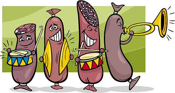 香肠带卡通插图图片