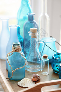 瓶装瓶记忆装潢收藏海洋瓶子乡村玻璃托盘软木装饰图片