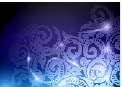 尼恩模式背景蓝色派对框架植物漩涡墙纸滚动卡片装饰品插图图片