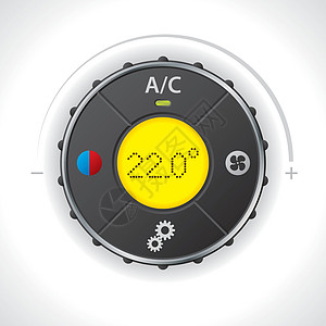黄色带黄铅的空气状况仪表扇子温度力量黑色车轮空调通风汽车按钮白色图片