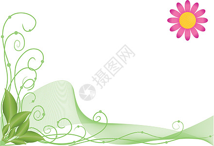 花卉背景绘画插图卷曲粉色黄色滚动曲线漩涡植物叶子图片