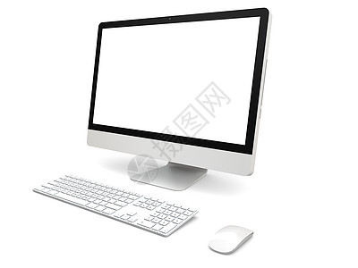 白色键盘桌面监视器高清图片