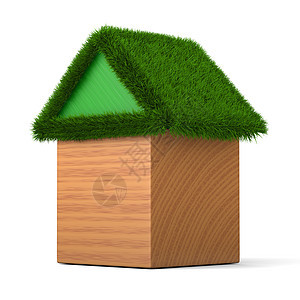 有绿色屋顶的房子幼儿园立方体建筑木头玩具童年积木生态教育图片