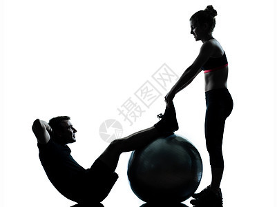 一对夫妇 男性 体操健身训练培训师情侣女士白色女性教练成年人有氧运动男人图片