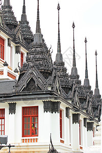 曼谷的Loha Prasat铁庙艺术佛塔地标宗教白色旅行旅游吸引力寺庙石头图片