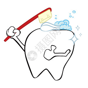 清洗牙齿牙膏卡通片牙刷牙科磨牙卫生工具凹痕药品插图高清图片