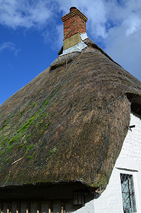 旧屋顶天空苔藓小屋精神房子建筑维修工艺贸易工匠背景图片