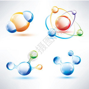 分子结构 抽象的光滑图标集 科学和能源概念图片