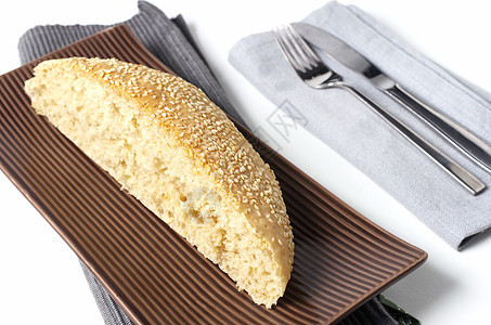 早餐面包小吃织物芝麻健康宏观营养时间美食糕点厨房图片
