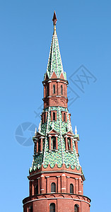 莫斯科克里姆林宫红星塔蓝色建筑城市大天使旅行大教堂花坛天空正方形尖塔图片