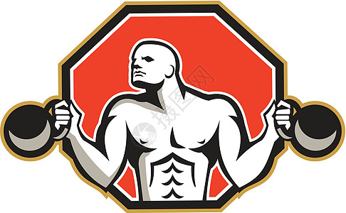 强人提拔克特贝尔运动竞赛艺术品有氧运动男性插图耐力运动员六边形男人图片