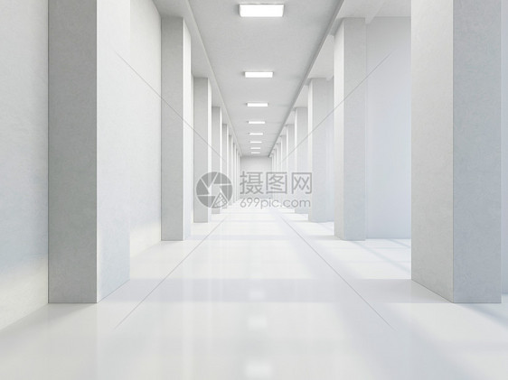 空的长走廊大堂工作商业大厅柱子生活阴影房间场景反射图片