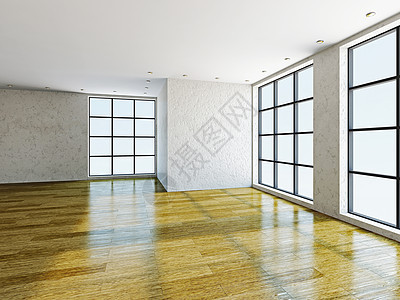 有窗口的空房间装饰财产天花板公寓风格窗户木头大厦木地板大厅图片