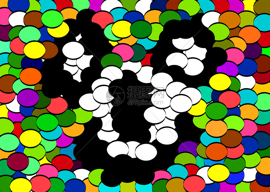 摘要背景背景圆圈魔法椭圆形概念彩色黑与白全彩感性图片