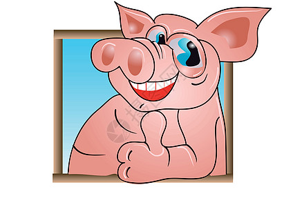 皮猪快乐哺乳动物食物乐趣微笑猪肉粉色动物卡通片农场图片