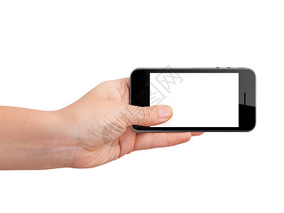 手持带空白屏幕的智能电话网络手机白色技术触摸屏互联网推介会电子数据用户图片