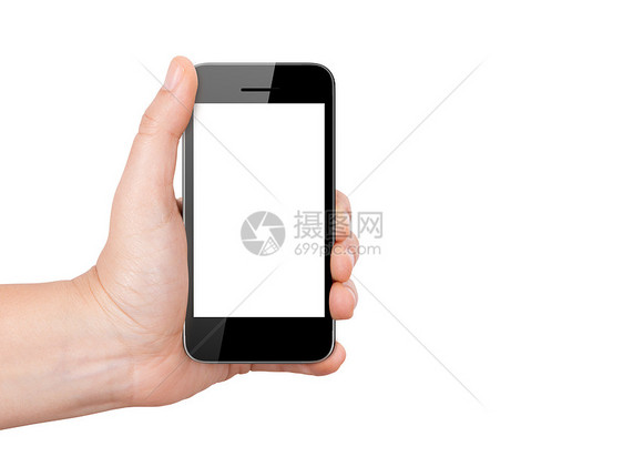 手持带空白屏幕的智能电话用户数据技术触摸推介会网络沟通教育药片手机图片