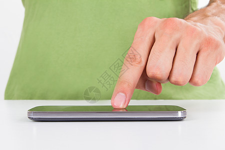 带空白屏幕的智能电话机动性影棚沟通手指展示商业电子技术手势手机图片