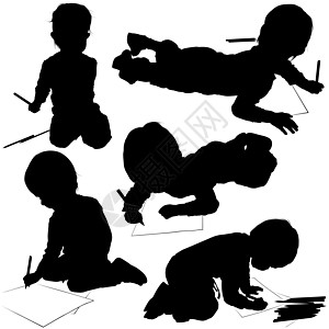 婴儿轮椅后代铅笔创造力幼儿园黑色哺乳期天赋蜡笔插图婴儿期图片