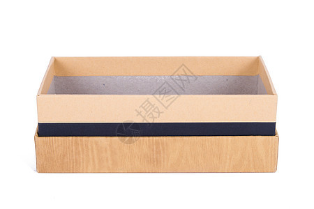 空木箱白色影棚纸盒木头金融案件盒子纸板礼物棕色背景图片