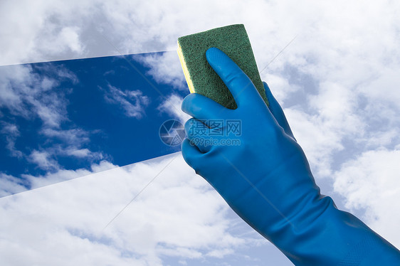 清扫天空清洁工卫生尼龙手套盘子打扫用具塑料蓝色影棚图片