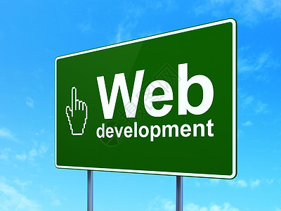 网络发展概念 网络发展和路标标志背景鼠标光标定位系统图片