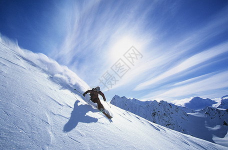 在山坡上滑雪的人图片