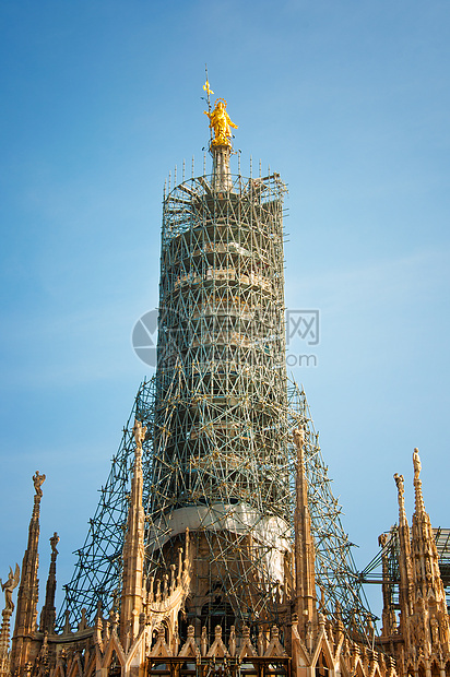 意大利Milan Duomo的详情旅行历史艺术教会城市建筑学古列纪念碑建造全景图片