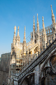 意大利Milan Duomo的详情艺术石峰教会风景古列旅行建造历史大教堂全景图片