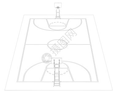 篮球场 电线框架插图娱乐木板竞技场运动沥青蓝图团队比赛法庭图片