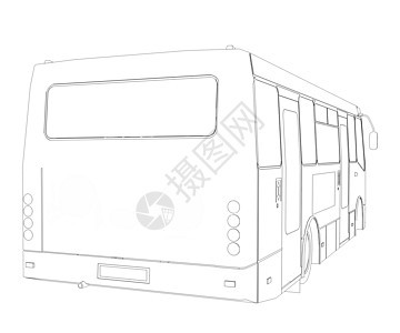 大巴士 电线框架物流金属插图绘画技术公共汽车射线工程草图运输车图片