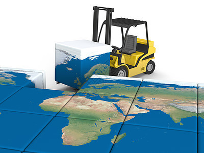 全球运输黄色车辆工业贮存送货货运货物装载机船运全世界图片