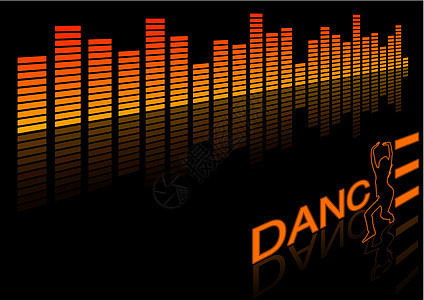 平均衡器波形插图女孩收音机音乐体积电子舞蹈技术反射背景图片