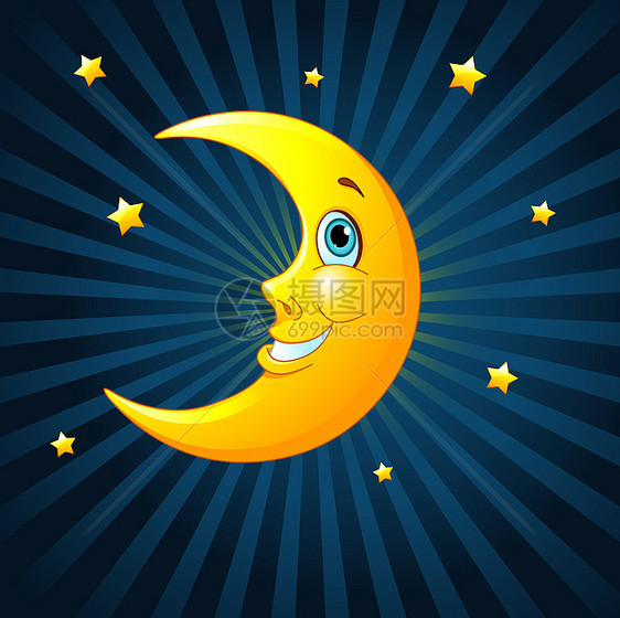 微笑的月亮就寝气象时间天文学幸福行星乐趣艺术品快乐卡通片图片