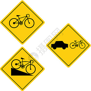 自行车路标志符号路标汽车艺术品插图倾斜背景图片