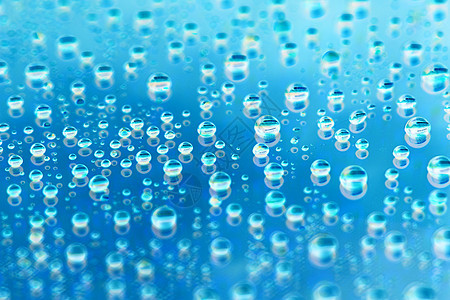 蓝水滴飞沫雨水雨滴反射气泡风暴珠子宏观蓝色淋浴图片
