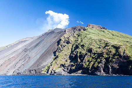 利帕里群岛群岛蓝色海岸线海岸房子村庄风神火山石头假期图片