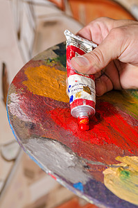鱼皮画调色盘油画艺术品绘画艺术油漆管子背景