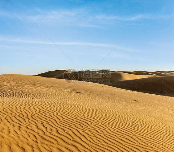印度拉贾斯坦邦Thar沙漠的Dunes旅行日落土地沙丘沙漠观光风景日光旅游天空图片
