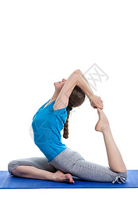 Yoga     单独进行瑜伽的年轻美女成人训练姿势女孩白色女士运动讲师教练禅意图片