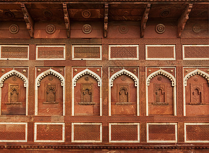 在阿格拉堡垒的墙壁装饰 印度北方邦阿格拉图片