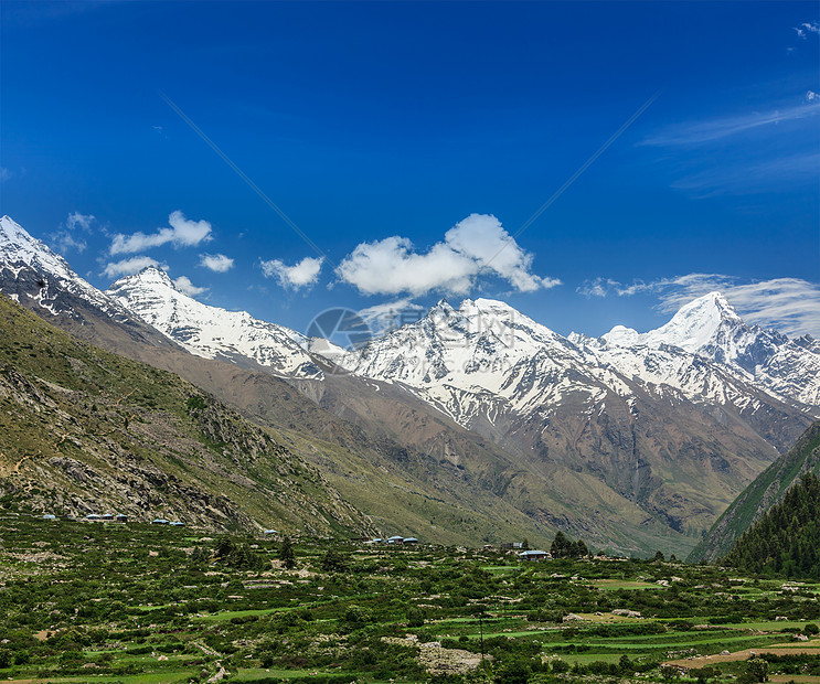 喜马拉雅山谷风景山脉图片